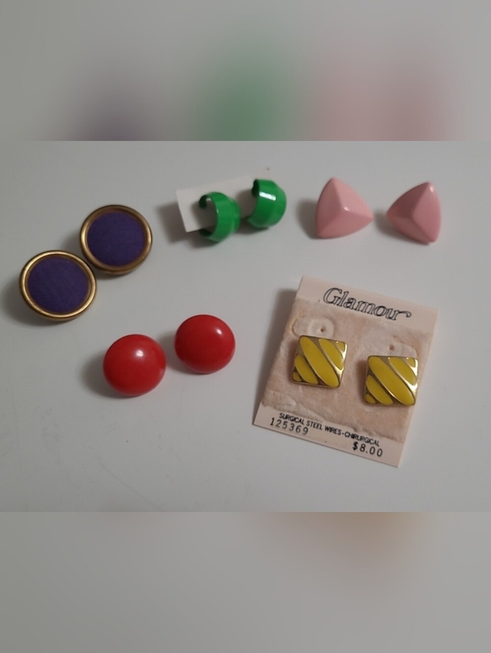 Vintage 80s 90s Earring Lot | 5 Pairs Retro Geometric Colorful Costume Jewelry